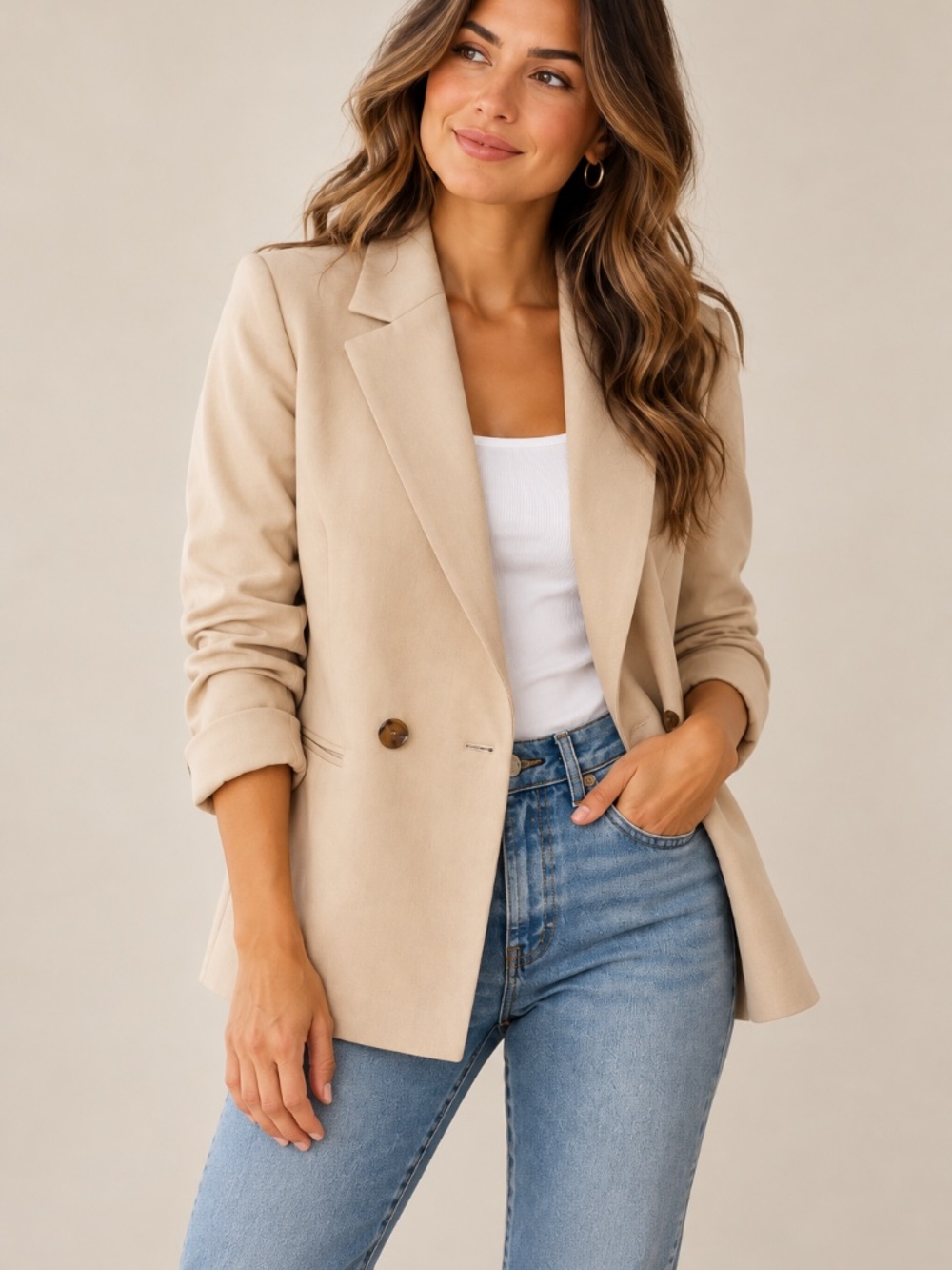 Banana Republic Beige Double Breasted Blazer Size 10